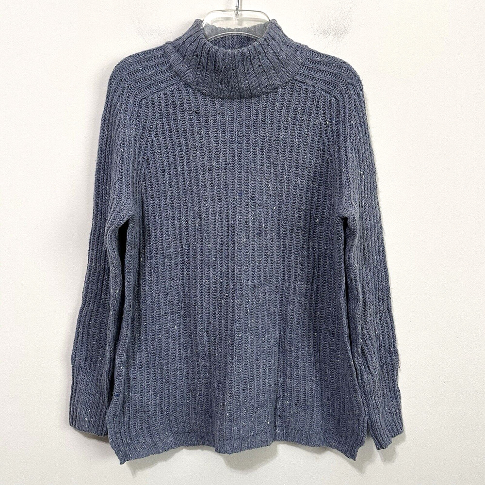 Architect Sweater Mock Neck Womens S Blue Wool Blend Ski Winter Cozy Knit NEW